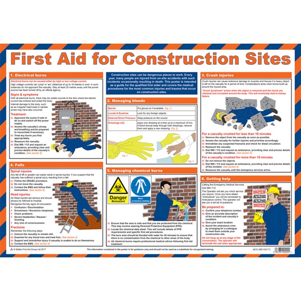 First Aid For Construction Sites Poster A2 > First Aid Posters